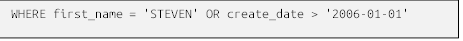 WHERE first_name = 'STEVEN' OR create_date > '2006-01-01'